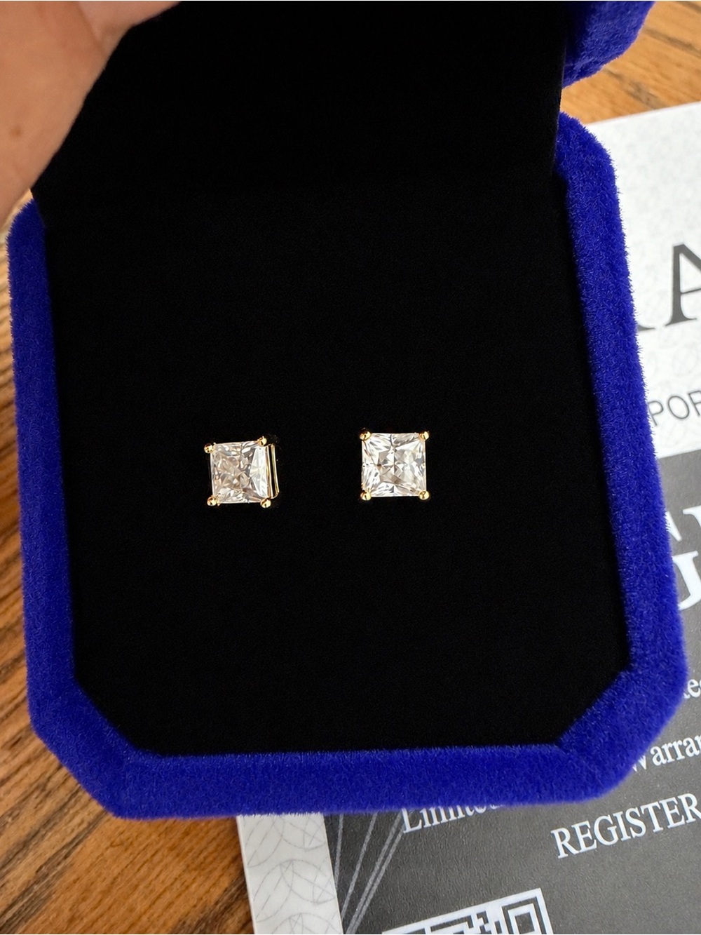 Moissanite Princess Cut Gold Studs .5CT